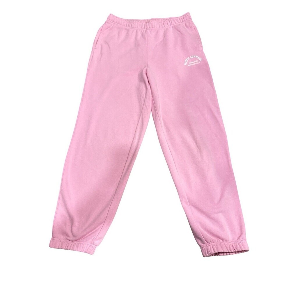 PacSun Pink Fleece Jogger Sweatpants Women’s Medium Pacific Sunwear Logo Lounge - Picture 2 of 8